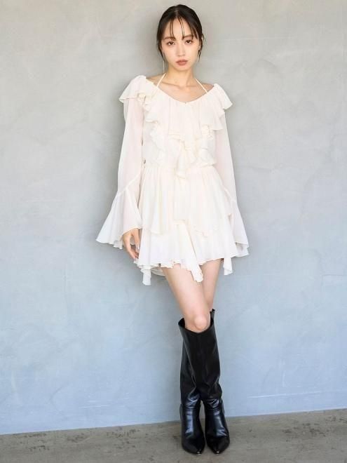 snidel （スナイデル）シフォンフリルミニコンビワンピース 25秋冬