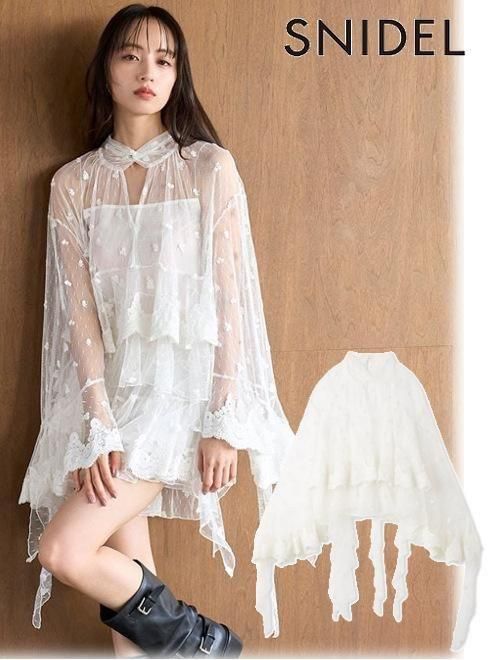 snidel （スナイデル）チュールエンブロイダリーレースブラウス 25秋冬