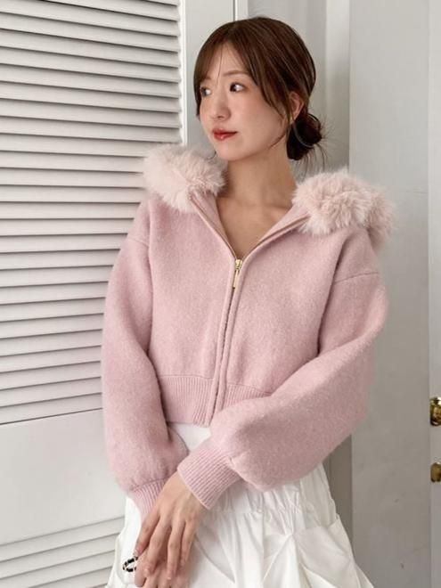 スナイデルSNIDEL ホワイトファー付き ニット　パーカー 新品未使用　1 スナイデルSNIDEL ホワイトファー付き ニット パーカー 新品未使用 1