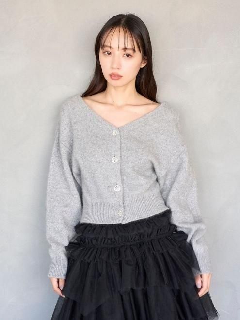 snidel （スナイデル）フォックスビジューカーデ 25秋冬.【SWNT255035