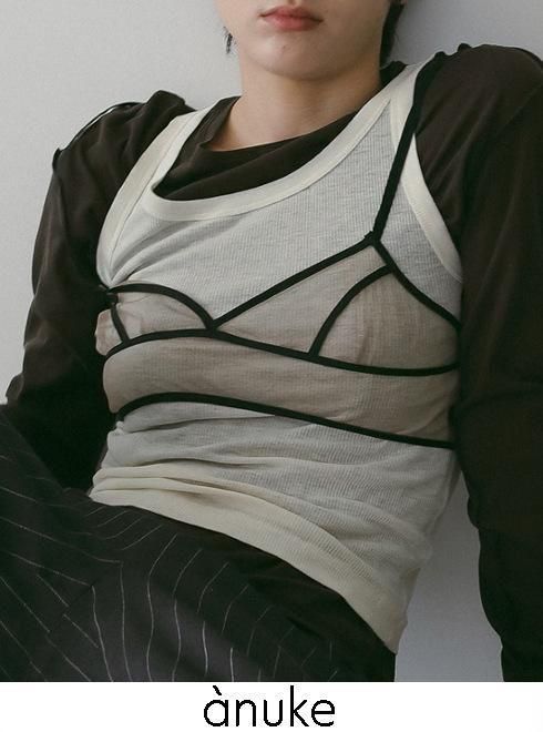 anuke (̡<br>Bicolor Tulle Bratop  26ղͽ62610406ۥߥ롦٥ȥåסӥ ͽ : 3ܡ 26ռ