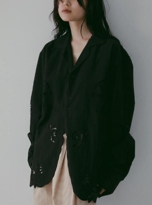 anuke アンヌーク　ブラック　シャツ anuke (アンヌーク）Cutwork Opencollar Shirts☆ 26春夏予約