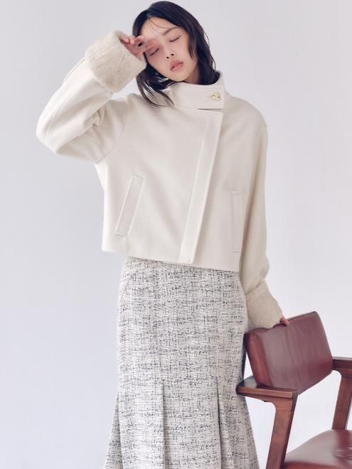 Lily Brown （リリーブラウン)袖ファー2wayコート 25秋冬.【LWFC255125