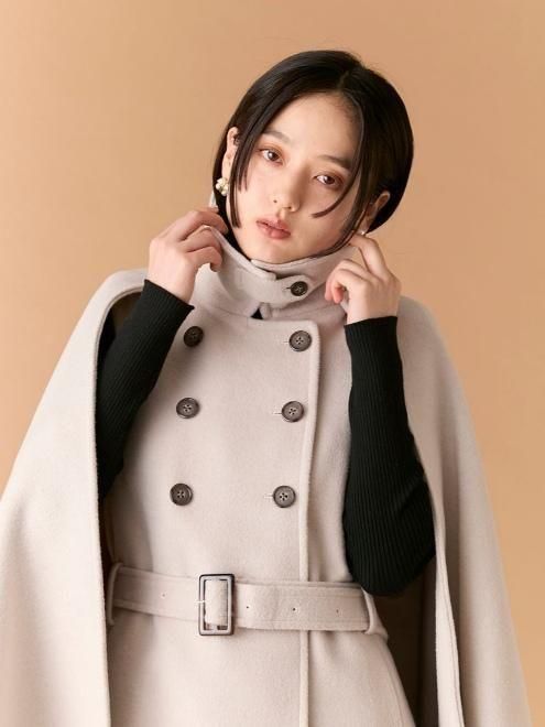 Lily Brown （リリーブラウン)ファー付き3WAYケープコート 25秋冬