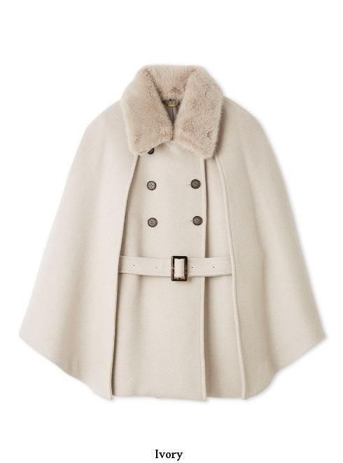 Lilly Brown ウールケープコート リリーブラウン LILY BROWN ミドル丈ケープコート （CHECK