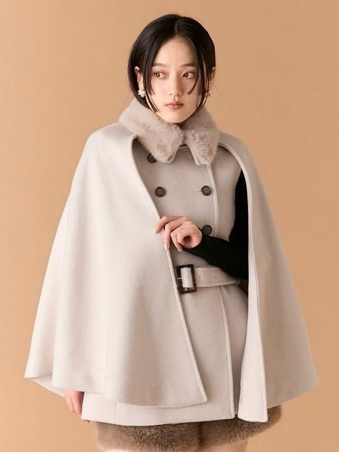 Lilly Brown ウールケープコート Lily Brown （リリーブラウン)ファー付き3WAYケープコート 25秋冬