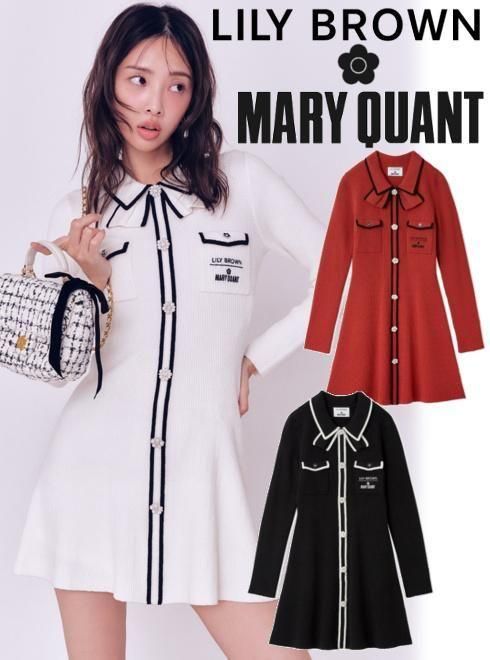 Lily Brown （リリーブラウン)【MARY QUANT】ビジューボタンミニニット
