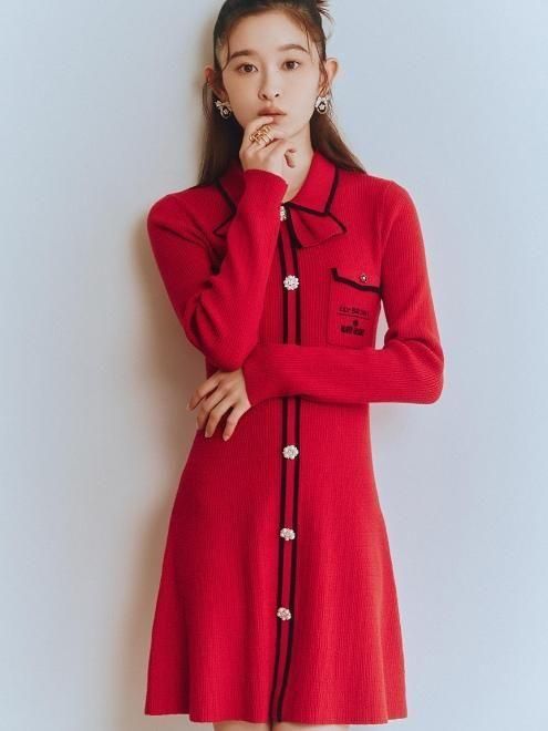 Lily Brown （リリーブラウン)【MARY QUANT】ビジューボタンミニニット