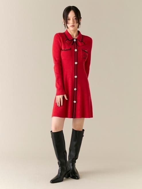 Lily Brown （リリーブラウン)【MARY QUANT】ビジューボタンミニニット