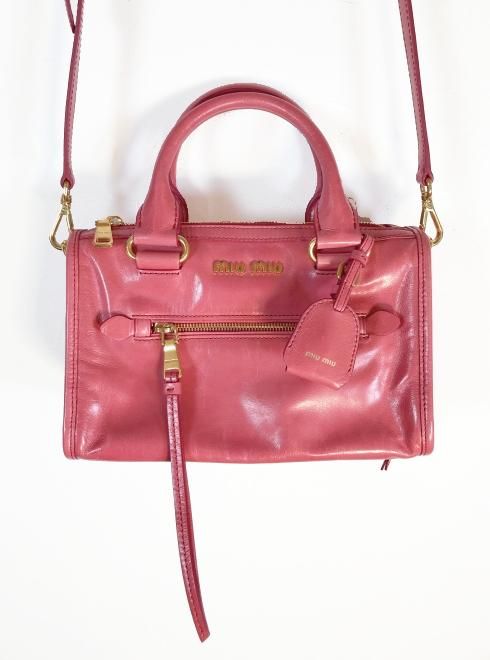 美品 miumiu 2way バッグ ピンク横35センチ