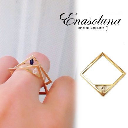 Enasoluna(エナソルーナ）<br>Stone square ring  【RG-1110】 リング