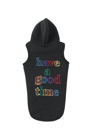 have a good time / COLORFUL OUTLINE LOGO DOG HOODIE (BLACK)