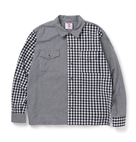 SON OF THE CHEESE / Check Panel Shirt (NAVY)

