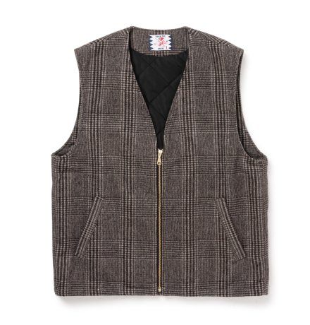 SON OF THE CHEESE / Check Wool Vest (BLACK)