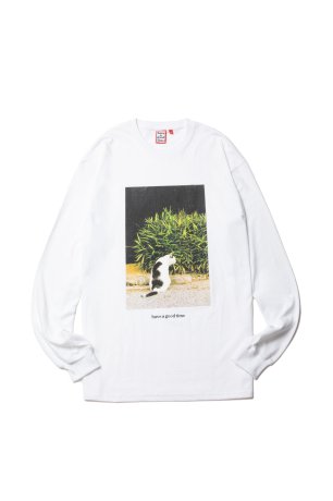 have a good time / TEMPLE CAT L/S TEE (WHITE)