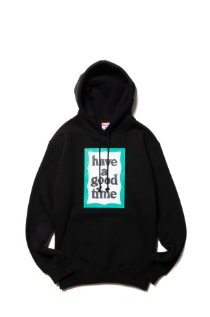 have a good time / GREEN FRAME PULLOVER HOODIE (BLACK)