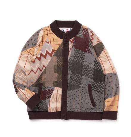 SON OF THE CHEESE / Crazy patterns Knit Cardigan (BROWN)