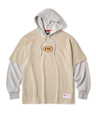 FTC / LAYERED HOODED L/S TOP (KHAKI)