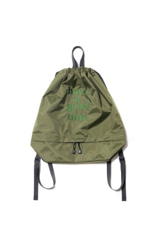 have a good time / LOGO EMBROIDERY DRAWSTRING BAG (OLIVE)