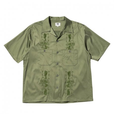 RUTSUBO / YUMYUM OPEN COLLAR SHIRT (MILITARY GREEN)