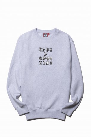 have a good time / OLD ENGLISH LOGO EMB CREWNECK FL (ASH GRAY)