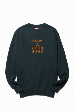 have a good time / OLD ENGLISH LOGO EMB CREWNECK FL (MALACHITE GREEN)