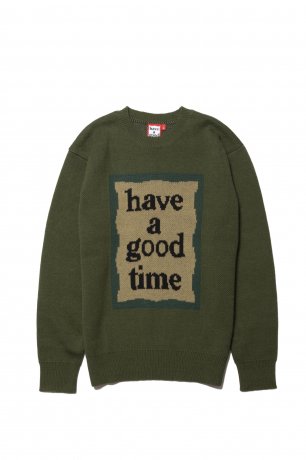 have a good time / MILITARY FRAME KNIT SWEATER (MILITARY GREEN)