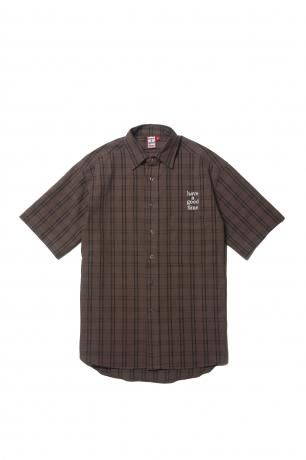 have a good time / MINI LOGO S/S CHECK SHIRT (BROWN)
