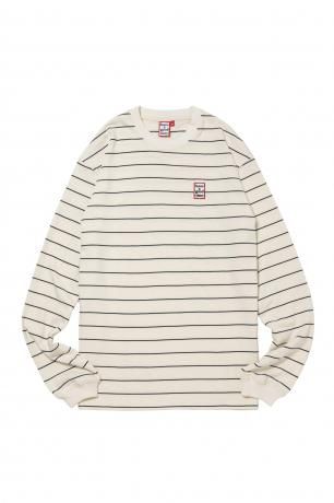 have a good time / MINI FRAME EMB STRIPED L/S TEE (WHITE)
