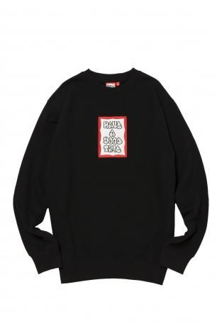 have a good time / MOSU FRAME EMB CREWNECK FL (BLACK)