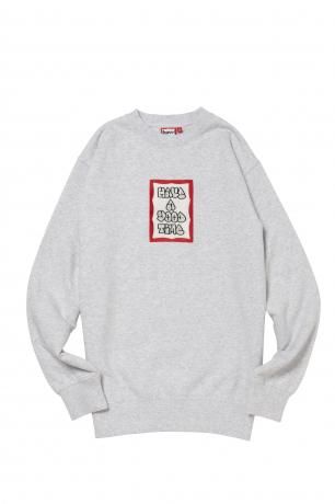 have a good time / MOSU FRAME EMB CREWNECK FL (ASH GRAY)