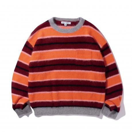 HELLA GREEN / Border Knit sweater (ORANGE)