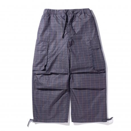 HELLA GREEN / Check nylon cargo pants (BROWN)