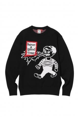 have a good time / THROW UP MAN FRAME KNIT SWEATER (BLACK)