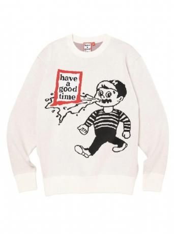 have a good time / THROW UP MAN FRAME KNIT SWEATER (OFF WHITE)