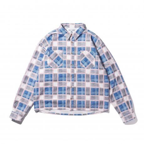 HELLA GREEN / Hand drawn Check Shirts (BLUE)