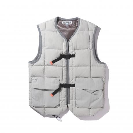 HELLA GREEN / Ripstop Nylon Down Vest (GRAY)