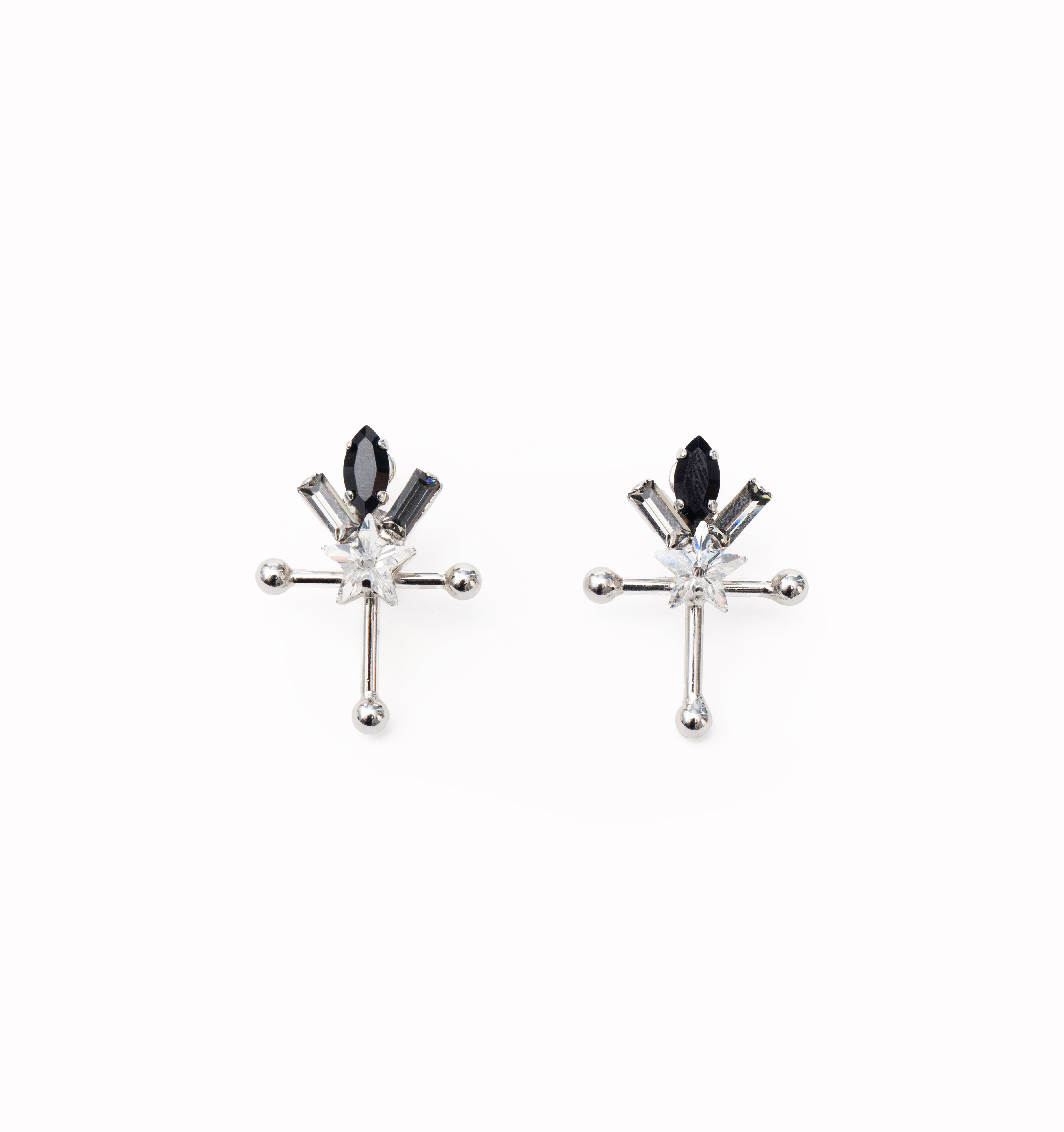 cosmos star cross pierces (earrings) silver