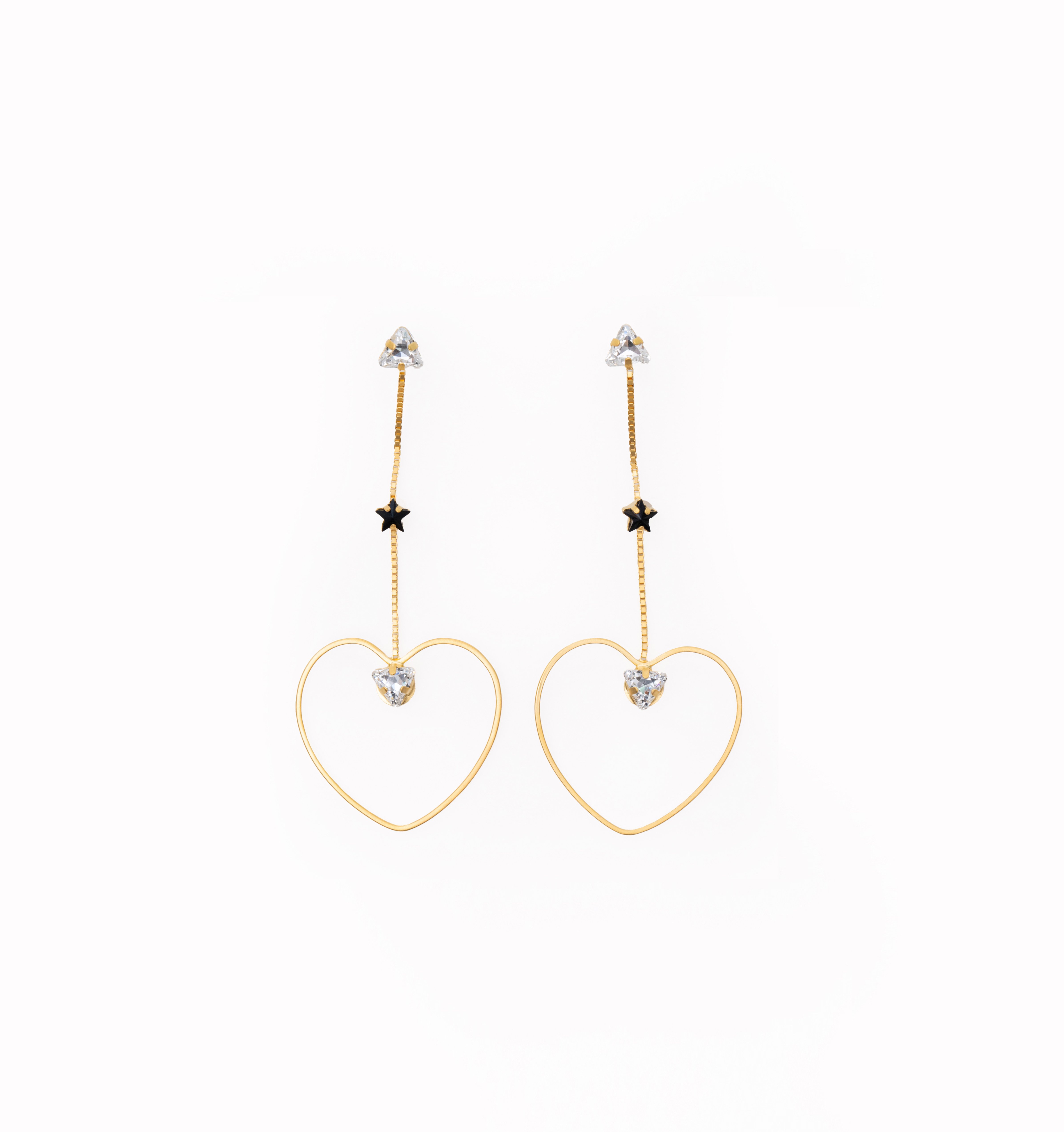 heart hoop chain pierces (earrings) gold