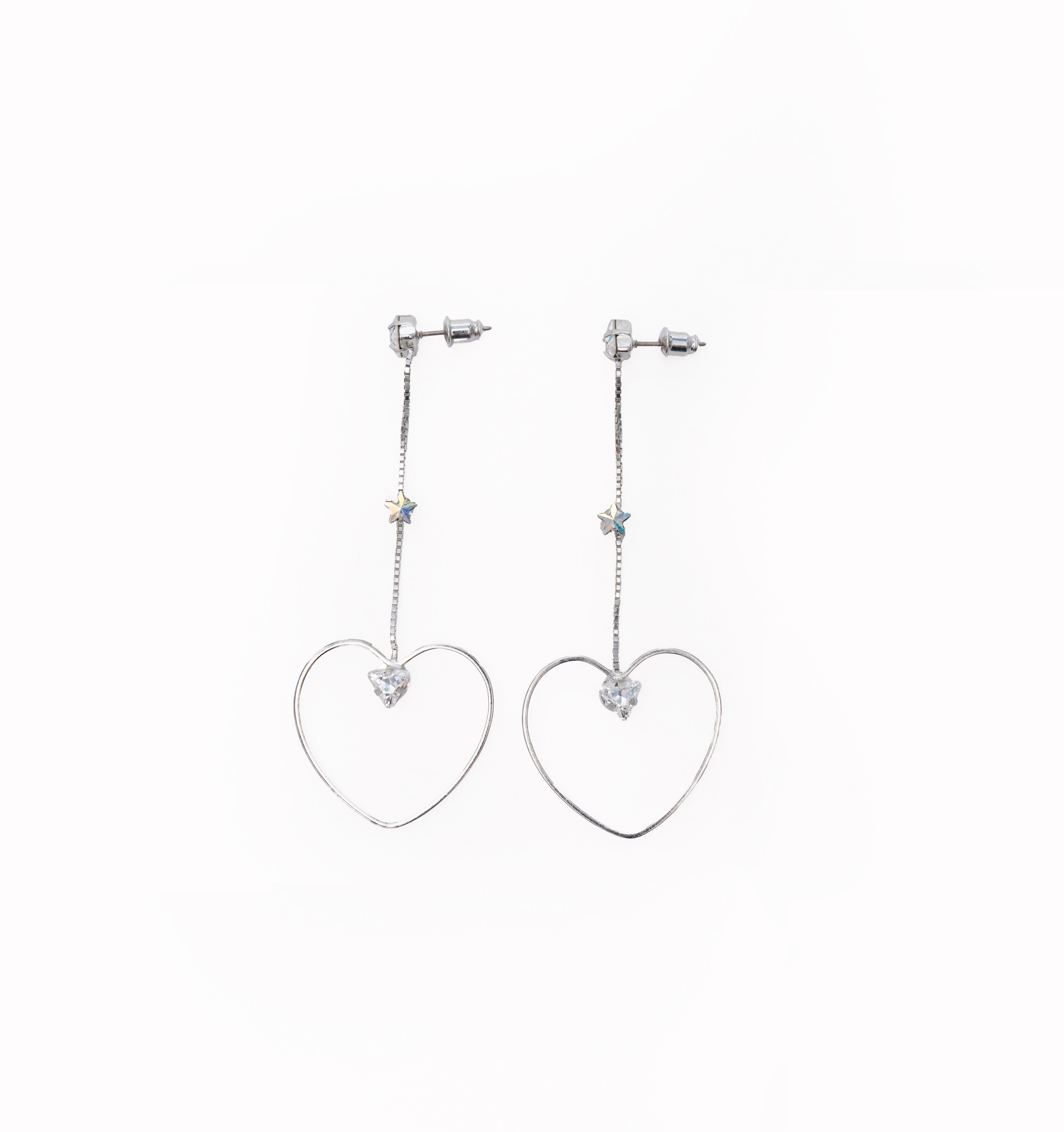 heart hoop chain pierces (earrings) silver