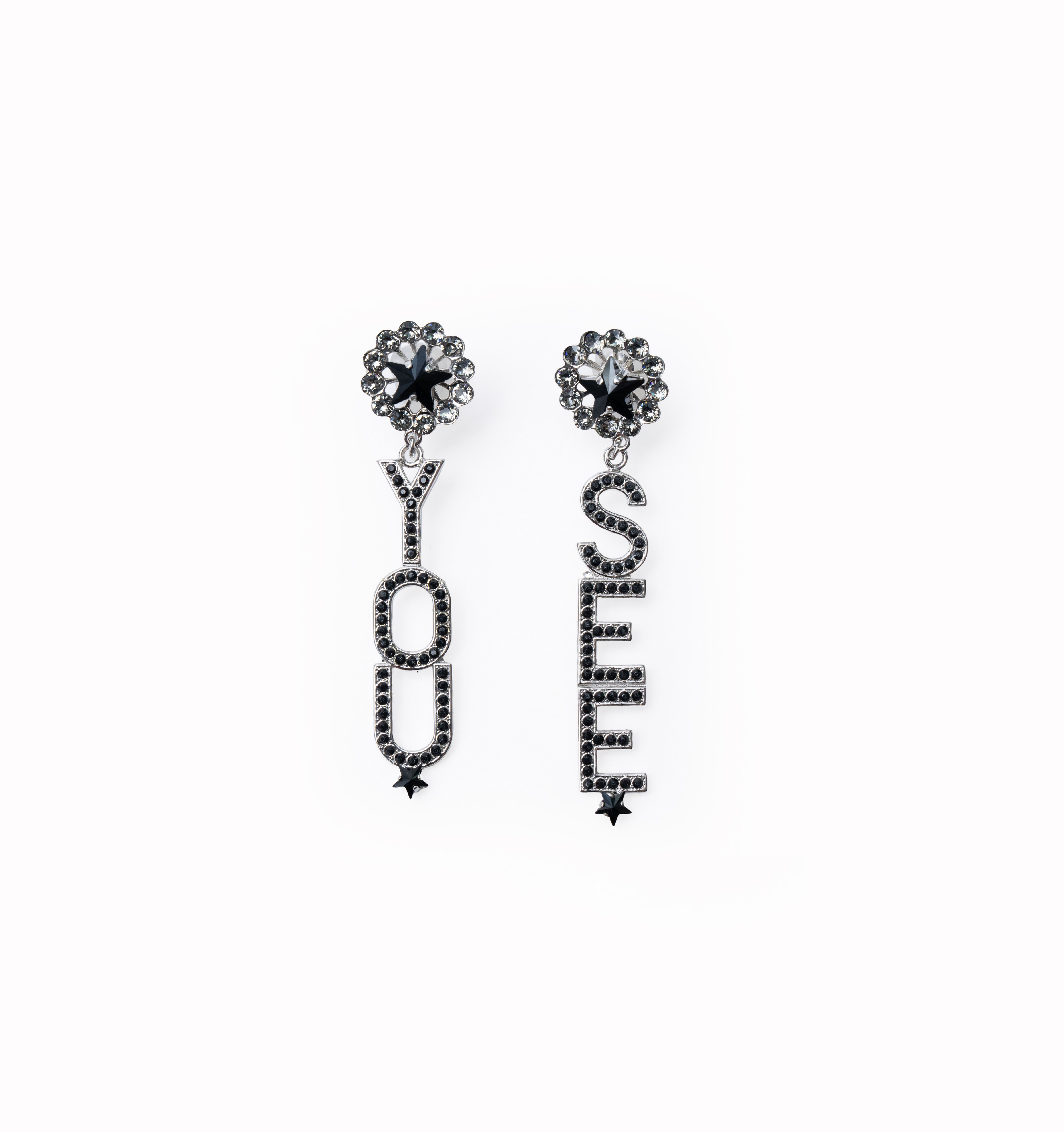 alphabet see you pierces (earrings) silver