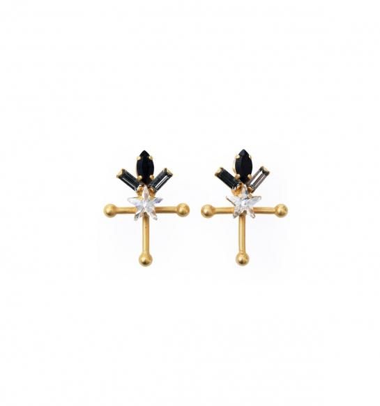 cosmo star cross earrings gold