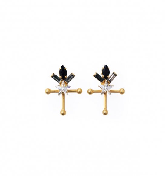  cosmos star cross pierces (earrings)  gold