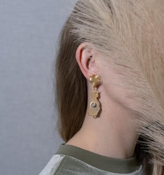  animal cat pierces (earrings) gold