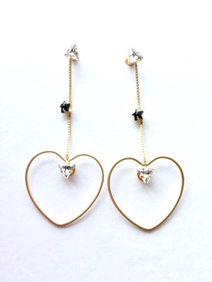 heart hoop chain pierces (earrings) gold