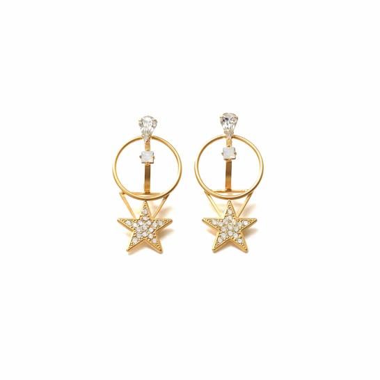 cosmos big circle star pierces (earrings) gold    