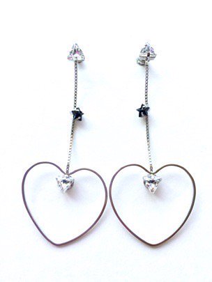 heart hoop chain pierces (earrings) silver