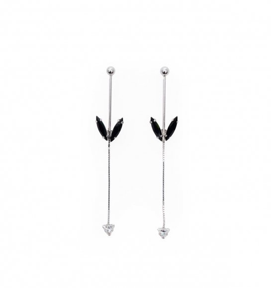  future crystal heart long pieices (earrings) silver