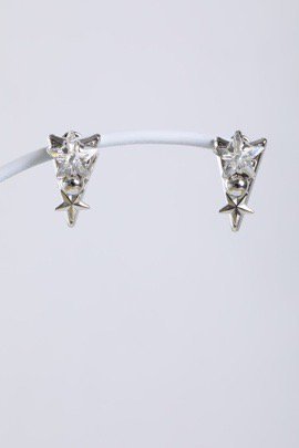 cosmos double star vector pierces (earrings) silver