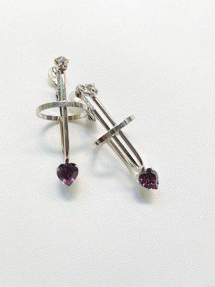 cosmos saturn earrings heart pierces (earrings) silver   